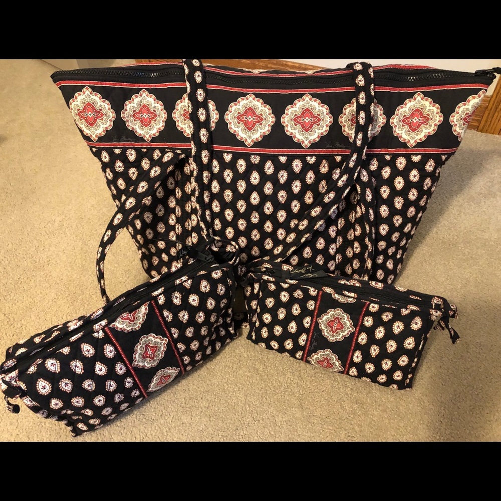 Vera Bradley Miller Bag with cosmetic bags